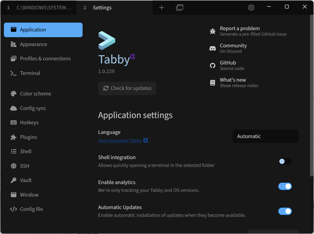 Tabby(終端仿真器) v1.0.229 便攜版